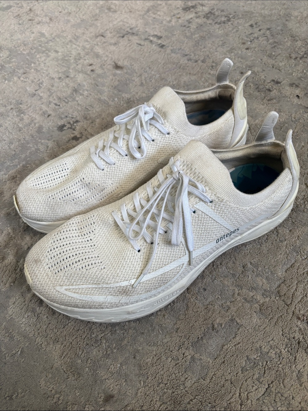 Antepes muscle running Men's White Knit Athletic Running Shoes
